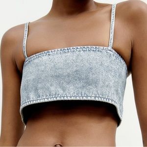 Denim Rhinestone Top NWT ZARA Jeans Top Women’s Top Vacation Travel Cruise